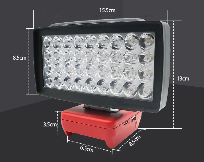36 LED Work Light for Makita, Bosch, Milwaukee, DeWalt 18V Batteries